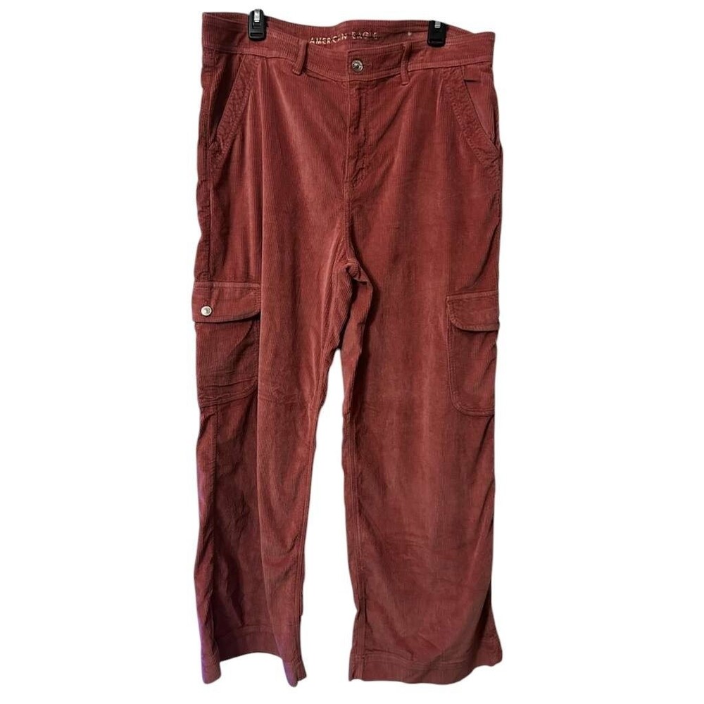 American Eagle Pants Wide Leg Baggy Corduroy Women Size 16 Pink High Rise Y2K